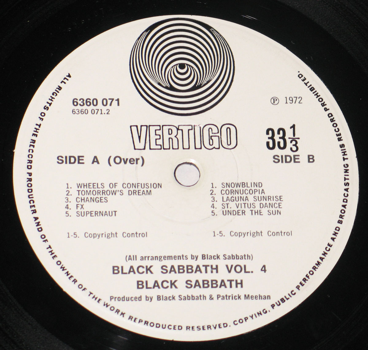 High Resolution Photo BLACK SABBATH - Vol 4 (1972, UK) 